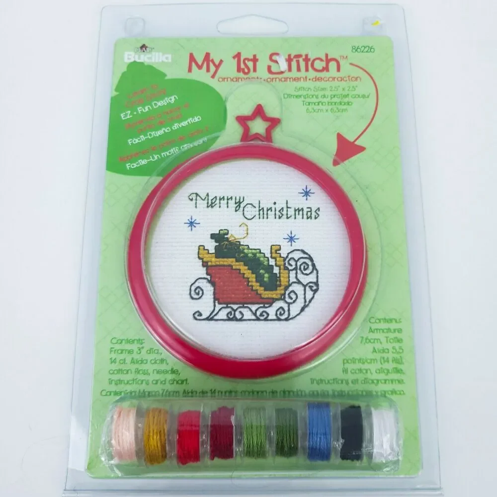 Bucilla 86226 My 1st Stitch Ornament Merry Christmas Cross Stitch Kit NEW!